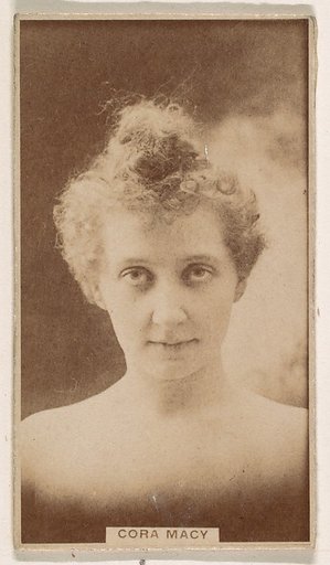 Cora Macy, from the Actresses series (N245) issued by Kinney Brothers to promote Sweet Caporal Cigarettes