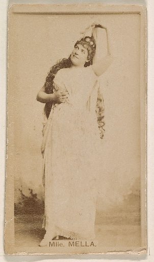 Mlle. Mella, from the Actresses series (N245) issued by Kinney Brothers to promote Sweet Caporal Cigarettes