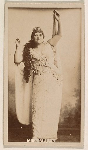 Mlle. Mella, from the Actresses series (N245) issued by Kinney Brothers to promote Sweet Caporal Cigarettes