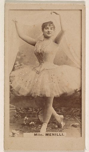 Mlle. Menilli, from the Actresses series (N245) issued by Kinney Brothers to promote Sweet Caporal Cigarettes