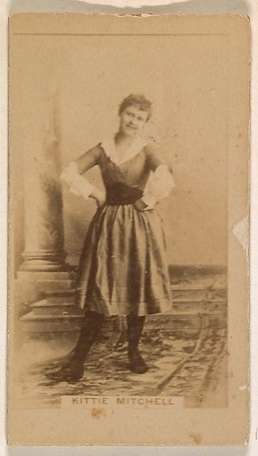 Kittie Mitchell, from the Actresses series (N245) issued by Kinney Brothers to promote Sweet Caporal Cigarettes