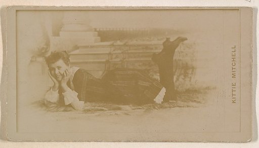 Kittie Mitchell, from the Actresses series (N245) issued by Kinney Brothers to promote Sweet Caporal Cigarettes