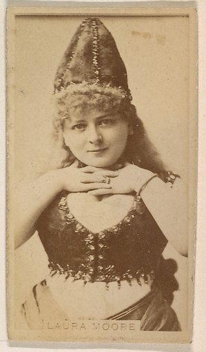 Laura Moore, from the Actresses series (N245) issued by Kinney Brothers to promote Sweet Caporal Cigarettes