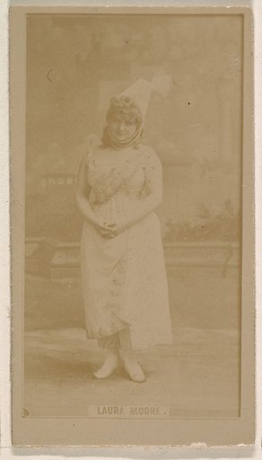 Laura Moore, from the Actresses series (N245) issued by Kinney Brothers to promote Sweet Caporal Cigarettes