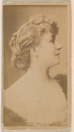 Miss Niglo, from the Actresses series (N245) issued by Kinney Brothers to promote Sweet Caporal Cigarettes