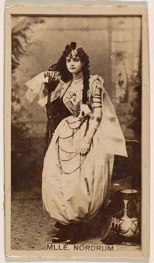 Mlle. Nordrum, from the Actresses series (N245) issued by Kinney Brothers to promote Sweet Caporal Cigarettes