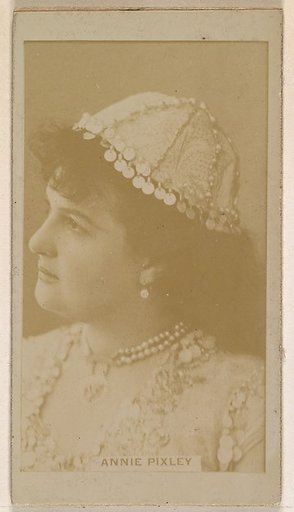 Annie Pixley, from the Actresses series (N245) issued by Kinney Brothers to promote Sweet Caporal Cigarettes