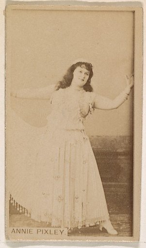 Annie Pixley, from the Actresses series (N245) issued by Kinney Brothers to promote Sweet Caporal Cigarettes