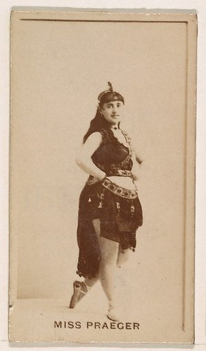 Miss Praeger, from the Actresses series (N245) issued by Kinney Brothers to promote Sweet Caporal Cigarettes