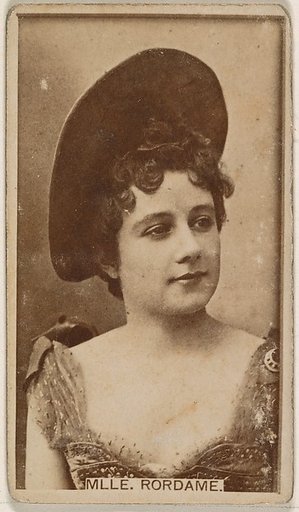 Mlle Rordame, from the Actresses series (N245) issued by Kinney Brothers to promote Sweet Caporal Cigarettes