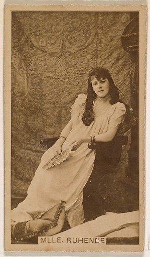 Mlle. Ruhende, from the Actresses series (N245) issued by Kinney Brothers to promote Sweet Caporal Cigarettes