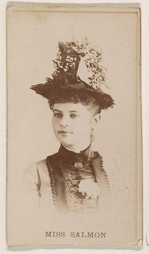 Miss Salmon, from the Actresses series (N245) issued by Kinney Brothers to promote Sweet Caporal Cigarettes