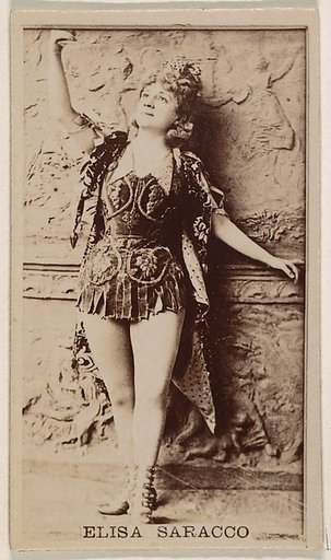Mlle. Elisa Saracco, from the Actresses series (N245) issued by Kinney Brothers to promote Sweet Caporal Cigarettes