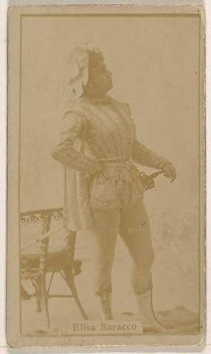 Mlle. Elisa Saracco, from the Actresses series (N245) issued by Kinney Brothers to promote Sweet Caporal Cigarettes