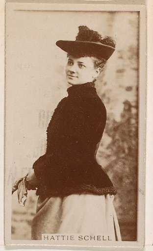 Hattie Schell, from the Actresses series (N245) issued by Kinney Brothers to promote Sweet Caporal Cigarettes