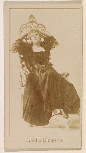 Goldie Simpson, from the Actresses series (N245) issued by Kinney Brothers to promote Sweet Caporal Cigarettes