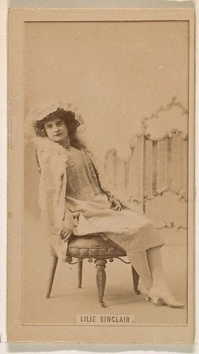 Lilie Sinclair, from the Actresses series (N245) issued by Kinney Brothers to promote Sweet Caporal Cigarettes