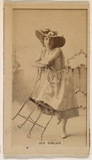 Lilie Sinclair, from the Actresses series (N245) issued by Kinney Brothers to promote Sweet Caporal Cigarettes