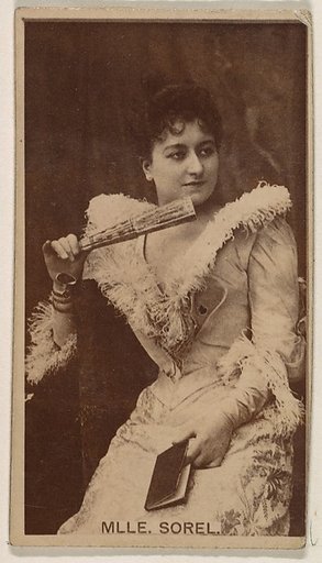Mlle. Sorel, from the Actresses series (N245) issued by Kinney Brothers to promote Sweet Caporal Cigarettes