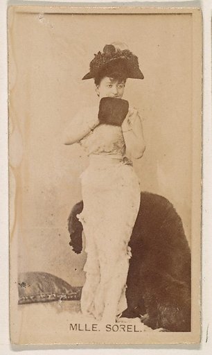 Mlle. Sorel, from the Actresses series (N245) issued by Kinney Brothers to promote Sweet Caporal Cigarettes