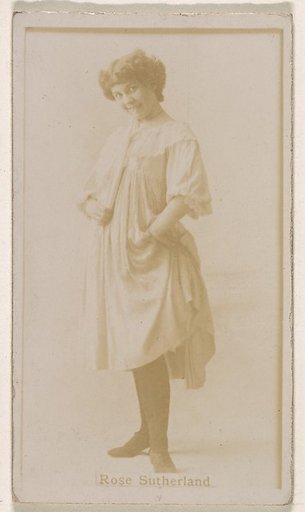 Miss Rose Sutherland, from the Actresses series (N245) issued by Kinney Brothers to promote Sweet Caporal Cigarettes