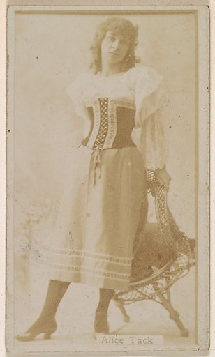 Alice Tack, from the Actresses series (N245) issued by Kinney Brothers to promote Sweet Caporal Cigarettes