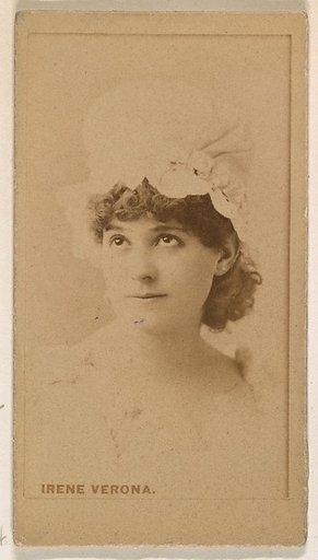 Irene Verona, from the Actresses series (N245) issued by Kinney Brothers to promote Sweet Caporal Cigarettes