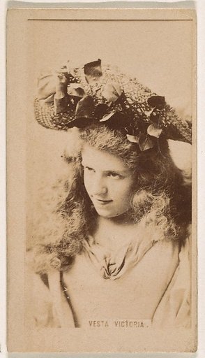 Vesta Victoria, from the Actresses series (N245) issued by Kinney Brothers to promote Sweet Caporal Cigarettes