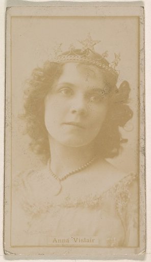 Anna Vislair, from the Actresses series (N245) issued by Kinney Brothers to promote Sweet Caporal Cigarettes