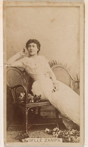 M'lle Zampa, from the Actresses series (N245) issued by Kinney Brothers to promote Sweet Caporal Cigarettes