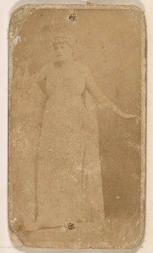 Standing actress in long pale gown, from the Actresses series (N245) issued by Kinney Brothers to promote Sweet Caporal Cigarettes