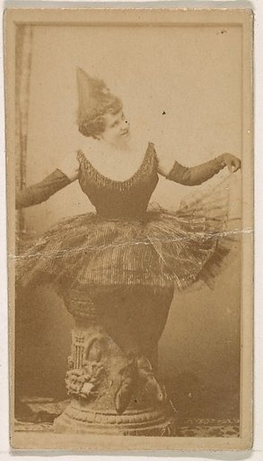 Seated dancer holding skirt, from the Actresses series (N245) issued by Kinney Brothers to promote Sweet Caporal Cigarettes