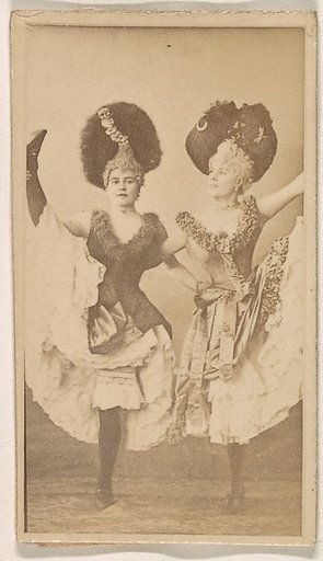 Two dancers with high kick, from the Actresses series (N245) issued by Kinney Brothers to promote Sweet Caporal Cigarettes