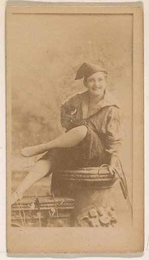 Seated actress wearing cap, from the Actresses series (N245) issued by Kinney Brothers to promote Sweet Caporal Cigarettes