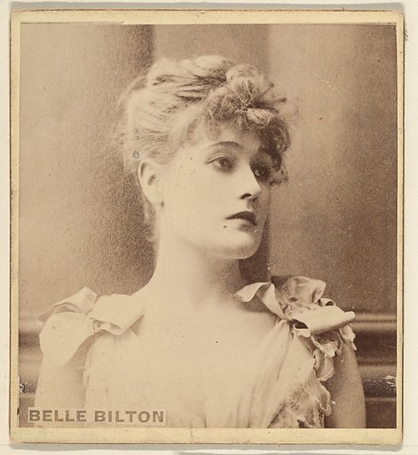 Belle Bilton, from the Actresses series (N246), Type 2, issued by Kinney Brothers to promote Sporting Extra Cigarettes