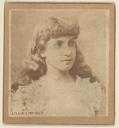Lillie Linfield, from the Actresses series (N246), Type 2, issued by Kinney Brothers to promote Sporting Extra Cigarettes