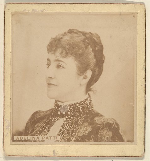 Adelina Patti, from the Actresses series (N246), Type 2, issued by Kinney Brothers to promote Sporting Extra Cigarettes