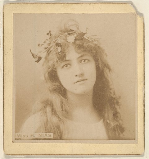 Miss H. Nias, from the Actresses series (N246), Type 2, issued by Kinney Brothers to promote Sporting Extra Cigarettes
