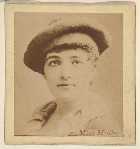 Miss Muller, from the Actresses series (N246), Type 2, issued by Kinney Brothers to promote Sporting Extra Cigarettes