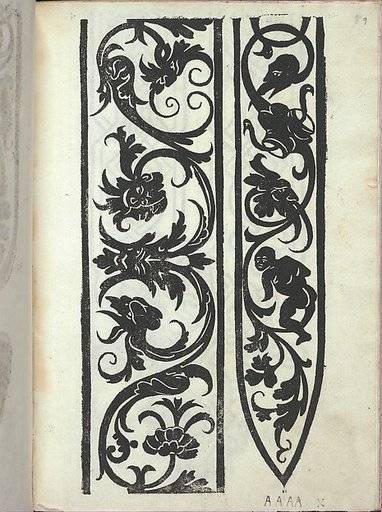 Libro quarto. De rechami per elquale se impara in diuersi modi lordine e il modo de recamare...Opera noua, page 9 (recto)