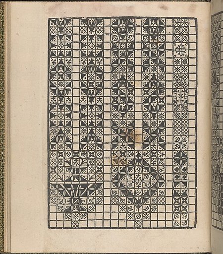 Giardineto novo di punti tagliati et gropposi per exercitio & ornamento delle donne (Venice 1554), page 15 (verso)