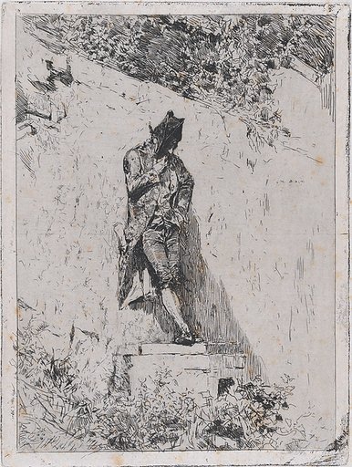 Meditation: a man standing on a step by a wall