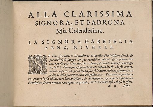 Prima Parte de' Fiori, e Disegni di varie sorti di Ricami Moderni, page 2 (recto)