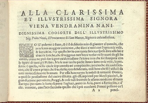 Corona delle Nobili et Virtuose Donne: Libro I-IV, page 2 (recto)
