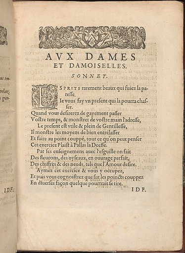 Les Secondes Oeuvres, et Subtiles Inventions De Lingerie du Seigneur Federic de Vinciolo Venitien, page 4 (recto)