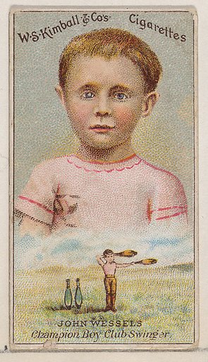 John Wessels, Champion Boy Club Swinger, from the Champions of Games and Sports series (N184, Type 1) issued by W.S. Kimball & Co.