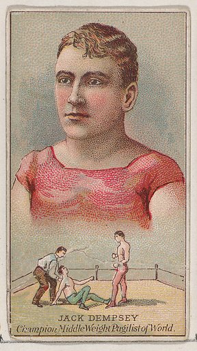Jack Dempsey, Champion Middle Weight Pugilist, from the Champions of Games and Sports series (N184, Type 2) issued by W.S. Kimball & Co.