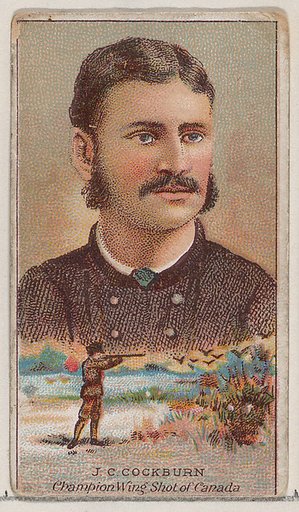J.C. Cockburn, Champion Wing Shot of Canada, from the Champions of Games and Sports series (N184, Type 2) issued by W.S. Kimball & Co.