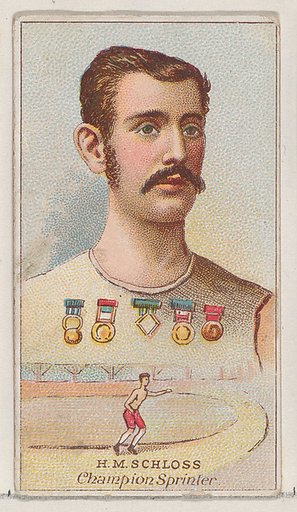 H.M. Schloss, Champion Sprinter, from the Champions of Games and Sports series (N184, Type 2) issued by W.S. Kimball & Co.