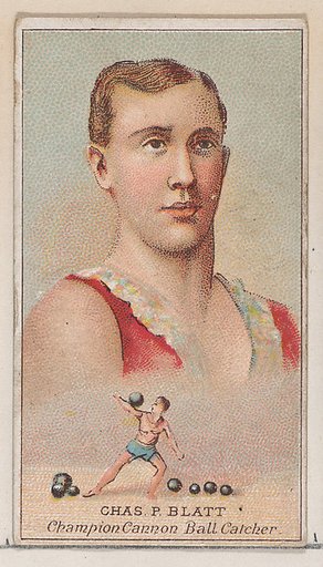 Charles P. Blatt, Champion Cannonball Catcher,  from the Champions of Games and Sports series (N184, Type 2) issued by W.S. Kimball & Co.